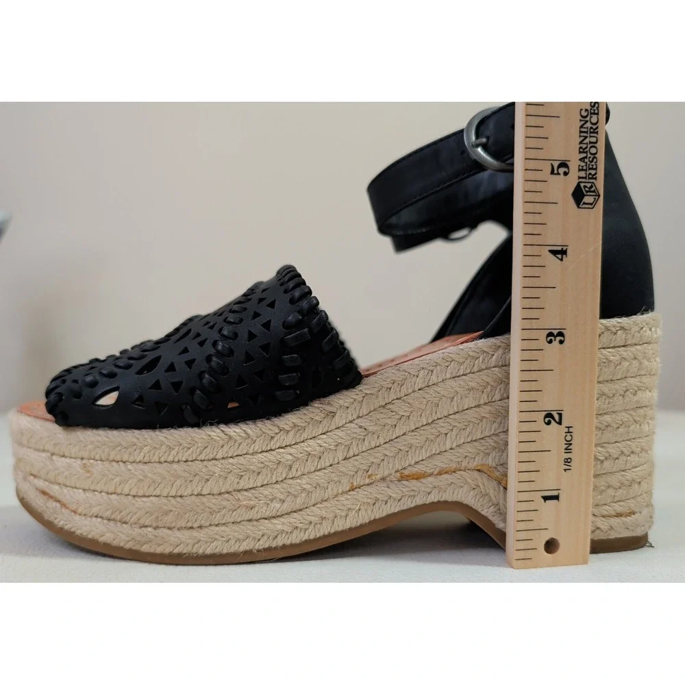 Indigo Rd Platform Wedge Sandal Womens Black 7.5 Espadrille Boho Feminine Resort